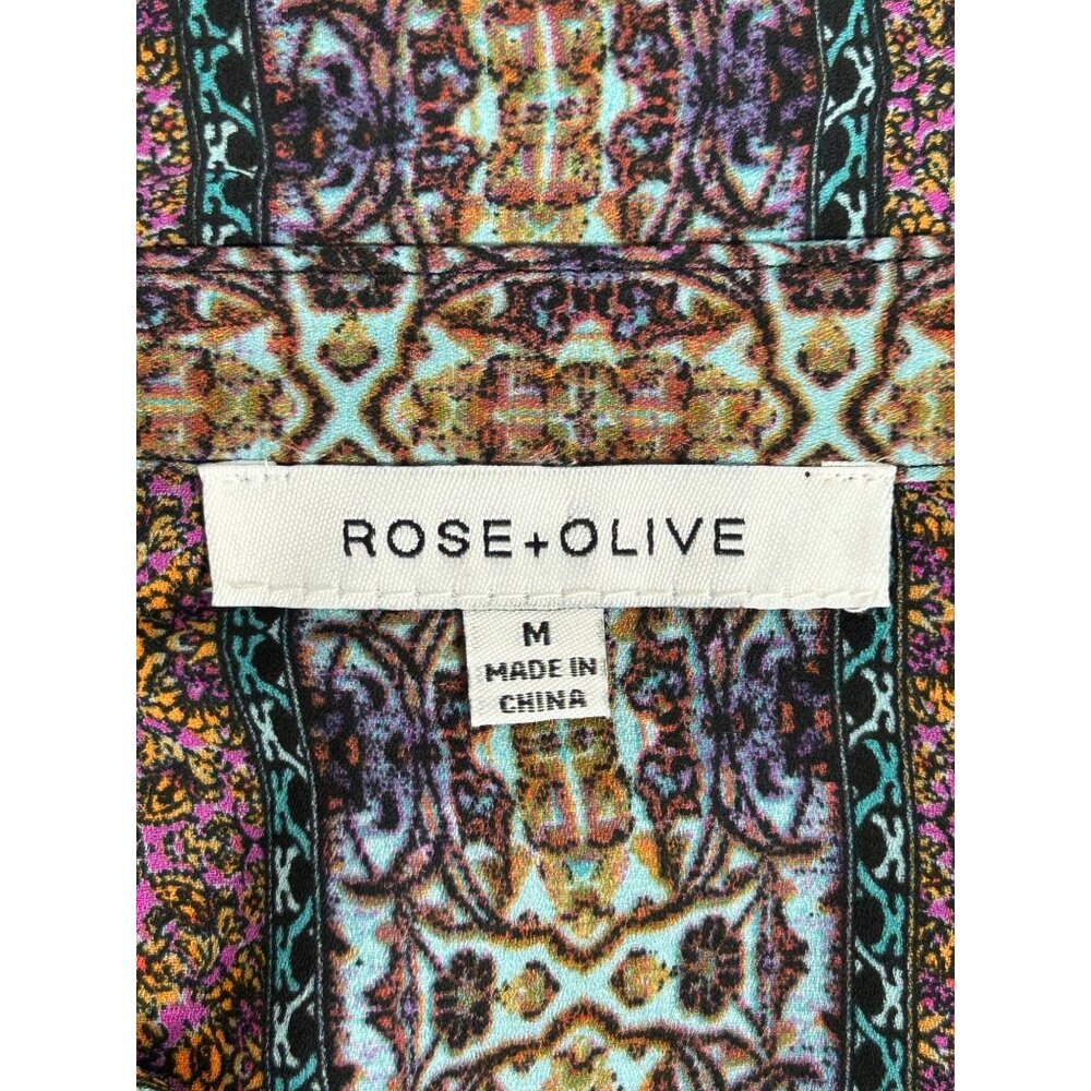 Rose+Olive Multicolor Patchwork Long Sleeve Butto… - image 4